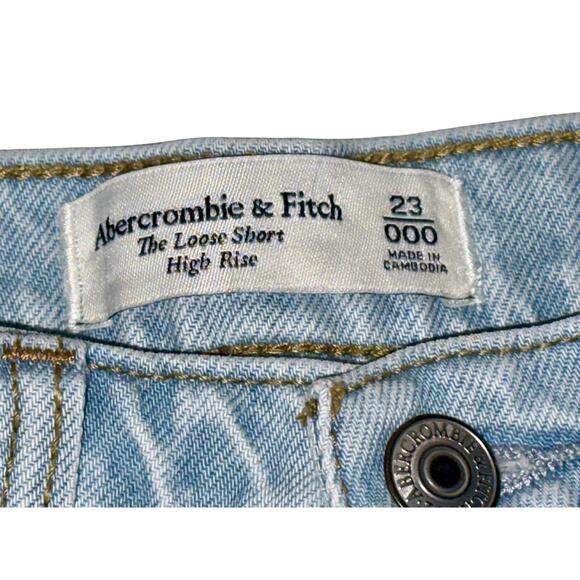 Abercrombie & Fitch The Loose Short High Rise Blue Denim Jean Shorts Size 23 000 - Picture 3 of 8